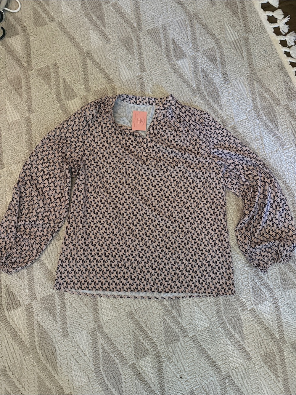 Pink Patterned Long Sleeve Blouse